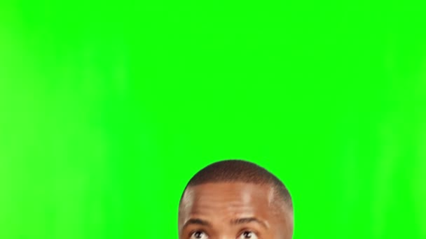 Green Screen Curious Black Man Search Peeking Discover Explore Isolated — Stock Video