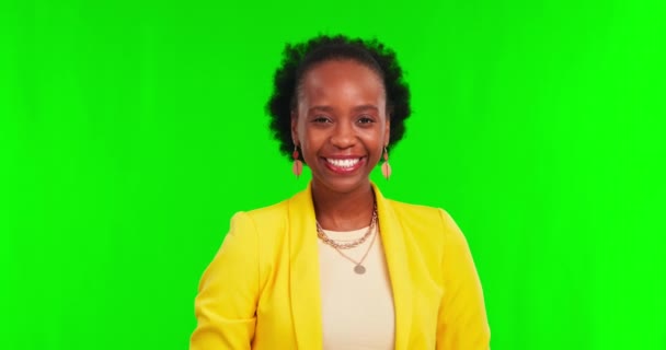Ruka Perfektní Černá Žena Tvář Zelené Obrazovce Studio Pro Úspěch — Stock video