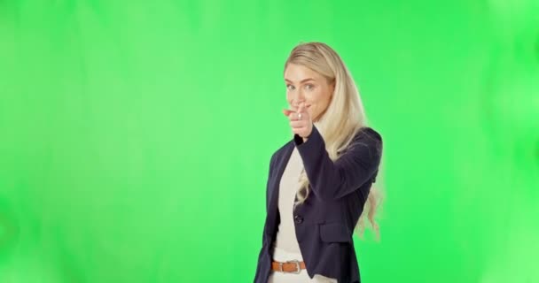 Écran Vert Visage Femme Appelez Moi Signe Main Studio Pour — Video