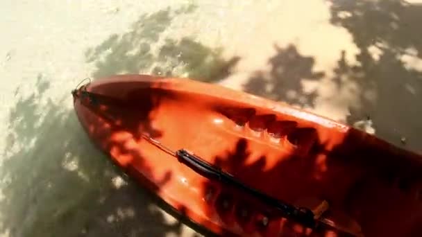 Viaje Pontos Vista Canoa Com Pessoa Praia Para Verão Aventura — Vídeo de Stock