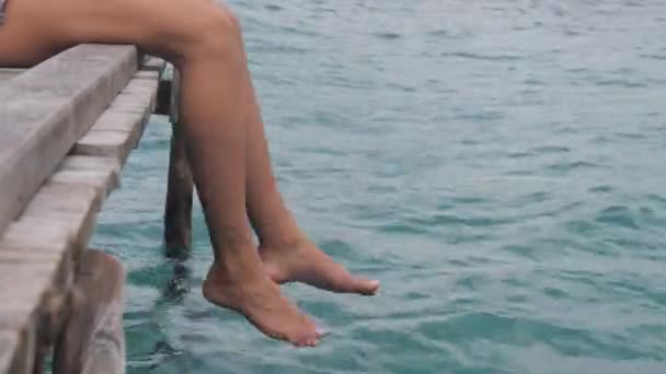 Nohy Chodidla Detailní Záběr Ženy Oceánu Tropické Dovolené Dobrodružství Nebo — Stock video