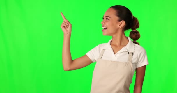 Yüz Yeşil Ekran Kadın Gösterimi Başlangıç Başarısı Stüdyo Arka Planında — Stok video