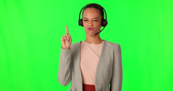 Yeşil Ekran Çağrı Merkezi Kadın Yüzü Iyi Seçim Müşteri Hizmetleri — Stok video