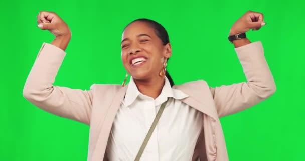 Mujer Fuerte Negocios Retrato Pantalla Verde Para Poder Confianza Motivación — Vídeos de Stock
