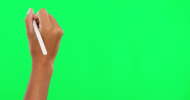 Руки Письмо Цифровая Ручка Зеленом Экране Рекламы Студийном Фоне Рука — стоковое видео
