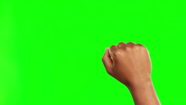 Green Screen Closeup Fist Protest Hand Equality Studio Background Zoom — Stock Video