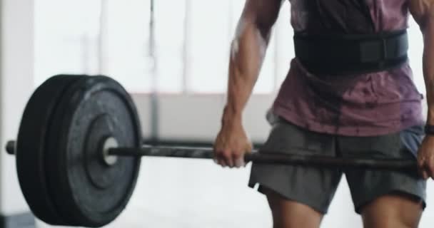 Halterofilismo Barra Homem Para Musculação Treino Treinamento Exercício Ginásio Fitness — Vídeo de Stock
