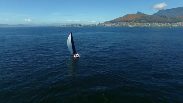 Океан Путешествия Лодка Воде Беспилотным Видом Круиз Отдых Летний Ветер — стоковое видео