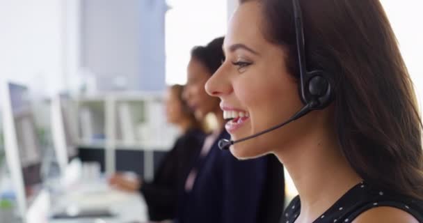 Customer Service Hello Face Woman Call Center Contact Advice Help — Stock Video