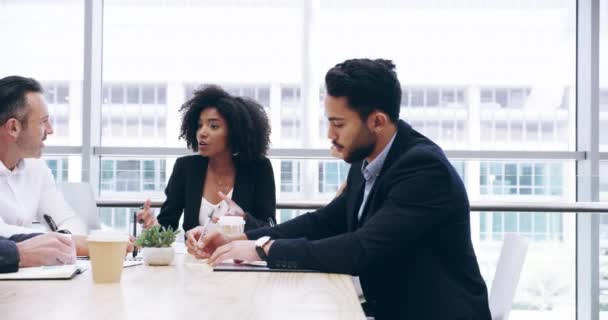 Empresários Liderança Feminina Conversação Reunião Discussão Corporativa Planejamento Grupo Gerente — Vídeo de Stock