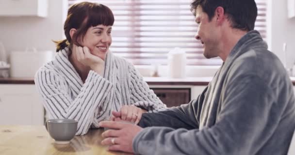 Kahve Aşk Hafta Sonları Birlikte Rahatlamak Için Sabahları Mutfakta Bir — Stok video