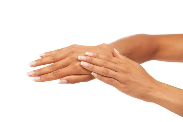 Kadın Eller Tırnaklar Stüdyoda Kozmetik Cilt Bakımı Tırnak Bakımı Için — Stok fotoğraf