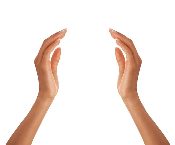 Mãos Close Cuidados Com Pele Beleza Manicure Isolado Fundo Branco — Fotografia de Stock