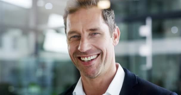 Kontor Vindue Latter Ansigt Lykkelig Mand Business Agent Eller Professionel – Stock-video