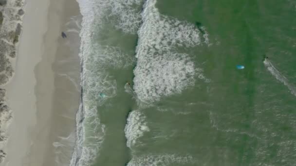 Drone Waves Kite Surfing Ocean People Outdoor Travel Freedom Adventure — Stock Video
