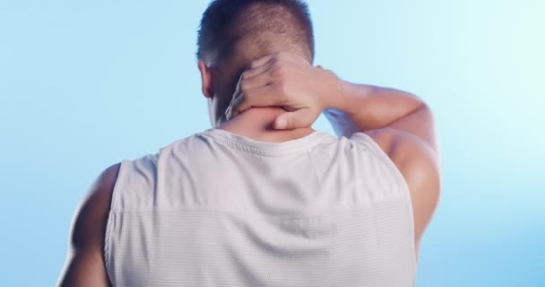 Espalda Hombre Cuello Dolor Deportes Fitness Artritis Las Articulaciones Accidente — Vídeo de stock
