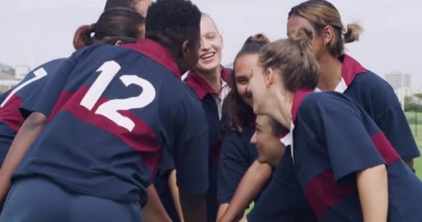 Sports Team Building Huddle Les Femmes Sur Terrain Jeu Match — Video
