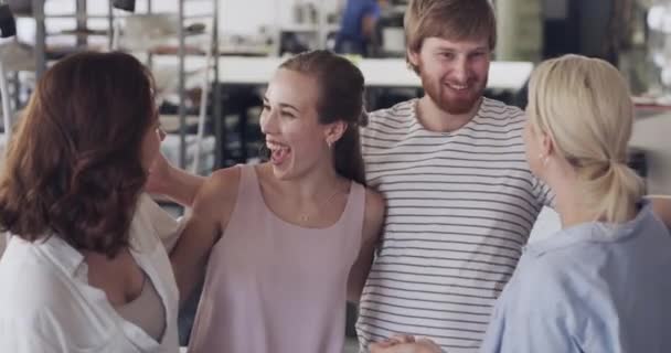 Biznes Sukces Grupa Warsztatach Przybij Piątkę Wsparciem Współpracą Startup Team — Wideo stockowe