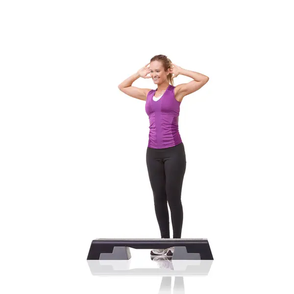 Aerobica Fitness Donna Con Esercizio Stretching Benessere Isolati Uno Sfondo — Foto Stock