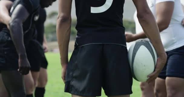 Rugby Sport Squadra Mischia Campo Insieme Gioco Con Difesa Del — Video Stock