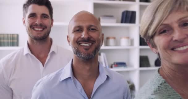 Forza Lavoro Leader Ritratto Con Diversità Ufficio Con Dipendenti Felici — Video Stock