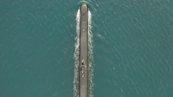 Drone Battello Sottomarino Viaggiare Mare Trasporto Esercito Navale Protezione Militare — Video Stock