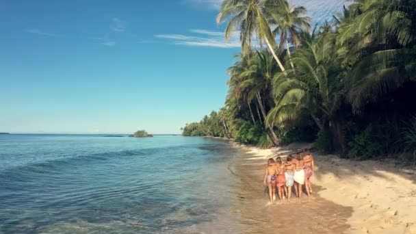 Sziget Légi Női Séta Strandon Kaland Nyaralás Nyári Vakáció Mauritius — Stock videók