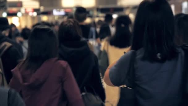 Pessoas Caminhando Metrô Ocupado Para Transporte Aeroporto Movendo Para Viagens — Vídeo de Stock