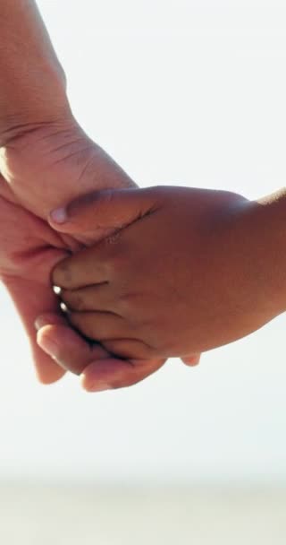 Pais Filhos Mãos Dadas Por Amor Cuidado União Como Família — Vídeo de Stock