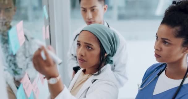 Treffen Gesundheitswesen Und Teamarbeit Mit Einer Ärztin Die Ihr Team — Stockvideo