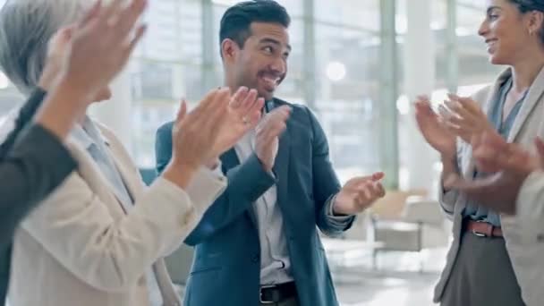 Business People Clapping Meeting Success Support Thank You Teamwork Goals — Stock Video