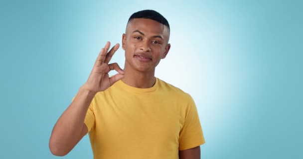 Homme Noir Visage Signe Succès Promotion Pour Accord Sourire Oui — Video