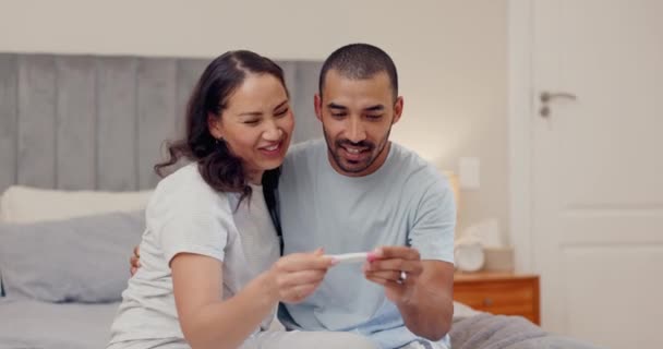 Chambre Coucher Câlin Couple Heureux Avec Test Grossesse Planification Pour — Video