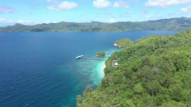 Oceano Montanha Costa Ilha Drone Com Paisagem Férias Com Ambiente — Vídeo de Stock