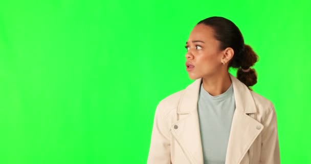 Écran Vert Femme Visage Avec Esprit Soufflé Mains Studio Pour — Video