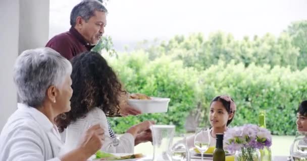 Oslava Oběd Rodina Party Mluvení Léto Úsměvem Zdraví Společenské Setkání — Stock video
