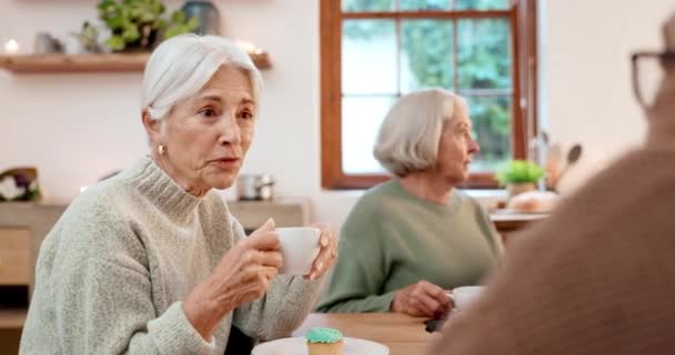 Entspannen Sie Sich Freunde Und Senioren Mit Gesprächen Hause Und — Stockvideo