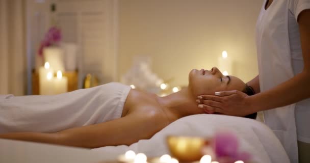 Relax Spa Closeup Woman Face Massage Beauty Health Wellness Body Stock Video