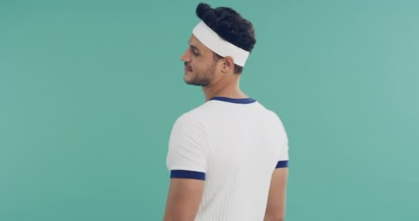 Homme Vêtements Rétro Fitness Studio Avec Visage Sourire Bandeau Pour — Video
