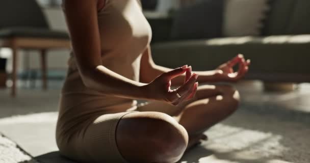 Mani Loto Donna Meditazione Pavimento Pace Zen Salute Mentale Benessere — Video Stock