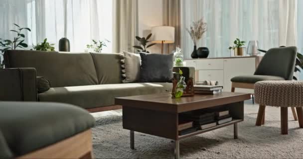 Interior Rumah Furnitur Dan Latar Belakang Ruang Tamu Dengan Sofa — Stok Video