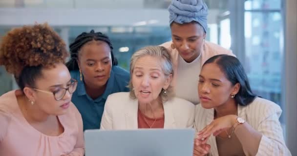 Podnikatelé Ženy Notebook Týmovou Prací Spoluprací Internetem Plánováním Skupina Manažer — Stock video