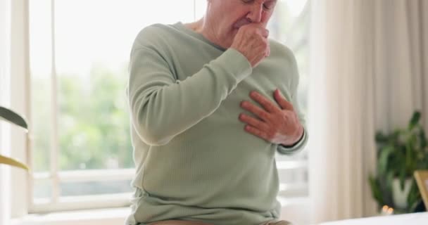 Tuse Bărbat Vârstă Toracică Sau Bolnavă Respirație Boli Pulmonare Sau — Videoclip de stoc