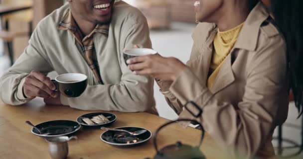 Paar Kaffee Und Glücklich Mit Toast Café Restaurant Oder Abendessen — Stockvideo