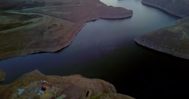 Natuur Drone Landschap Van Water Een Zonsopgang Een Natuurlijke Omgeving — Stockvideo