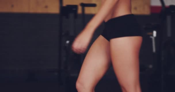 Mulher Corpo Andar Roupa Interior Para Fitness Com Confiança Sexy — Vídeo de Stock