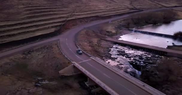 Strada Natura Fiume Campagna Drone Con Ambiente Naturale Agricoltura Alberi — Video Stock