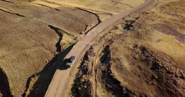 Droga Przyroda Samochód Wsi Drona Środowiskiem Naturalnym Krajobraz Rolniczy Rolnictwo — Wideo stockowe