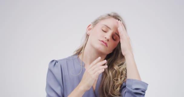 Bolest Hlavy Obličeje Profesionální Ženy Masírují Bolest Hlavy Spánek Nebo — Stock video