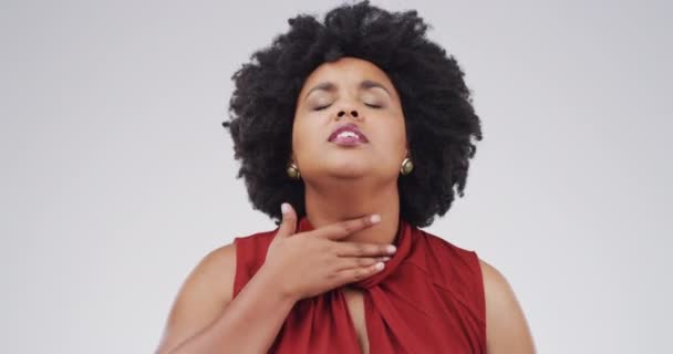 Femme Toux Malade Avec Infection Gorge Virus Étouffement Pour Asthme — Video